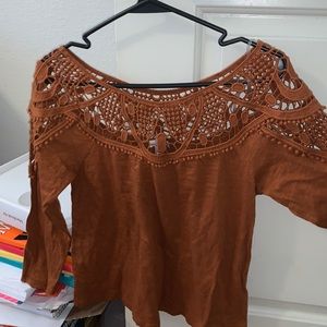 Quarter sleeve almond colored blouse